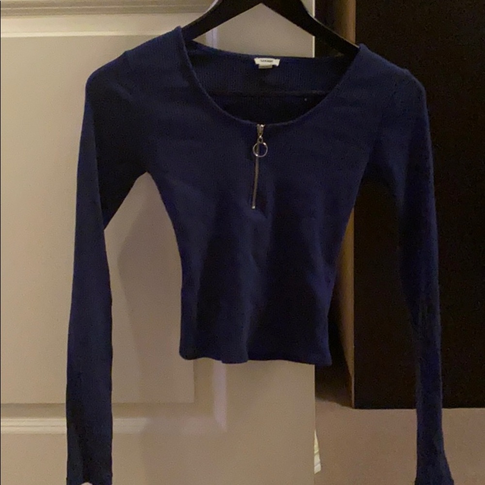 Blue long sleeve garage top